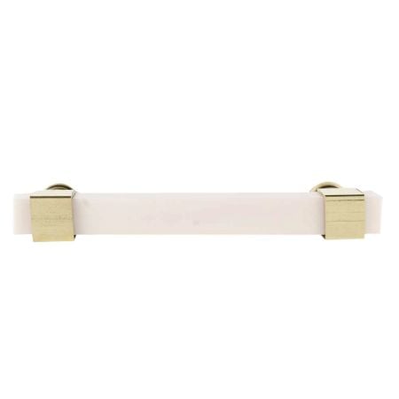 White Resin And Brass Small Door Handles